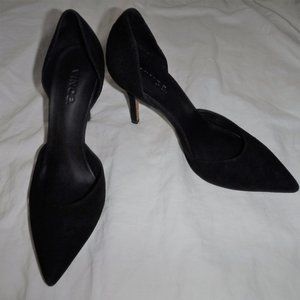 VINCE Celeste Black Suede Leather d'Orsay Pump Heels Size US 9 Euro 40